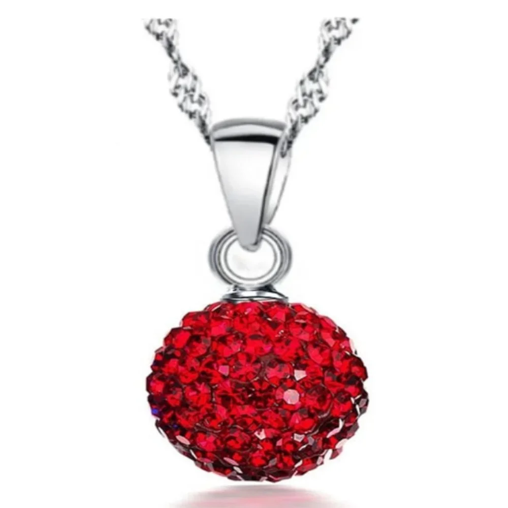 925 Sterling Silver Women Necklace Round Ball Drop Cute Jewelry Gift - Picture 1 of 1